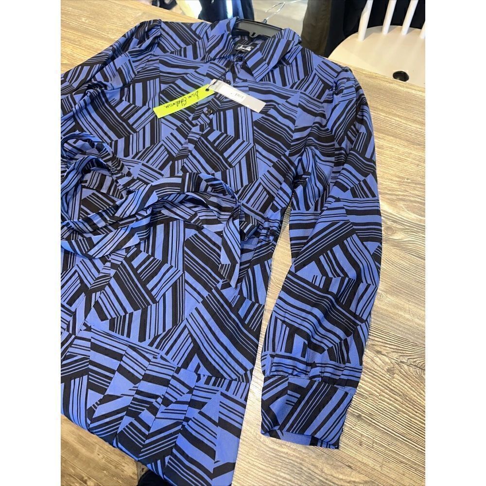 Women's Sam Edelman Abstract Long Sleeve Shirtdress, Size 8 - Blue. NWT. $138.00 - Picture 4 of 8